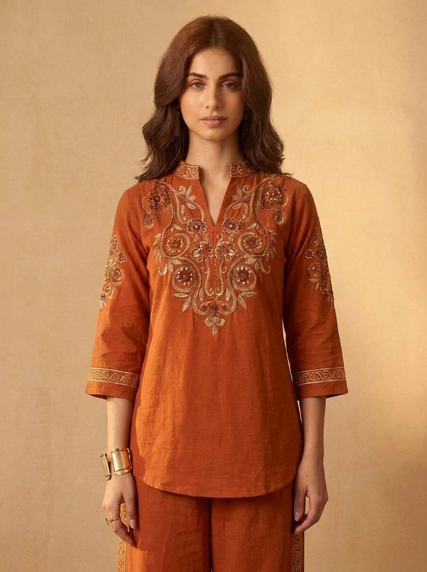 Terracotta Threadwork Co-Ord Set
