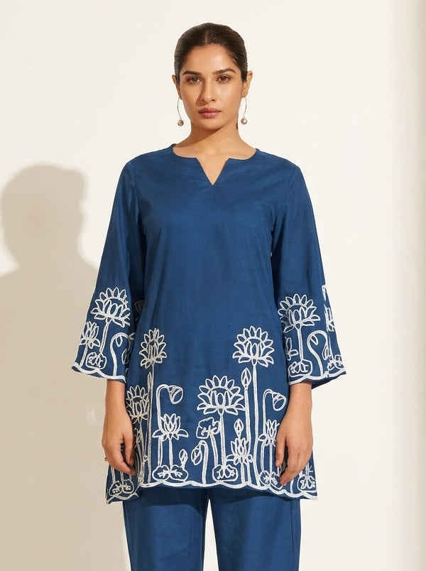 Navy Blue Embroidered Co-Ord Set