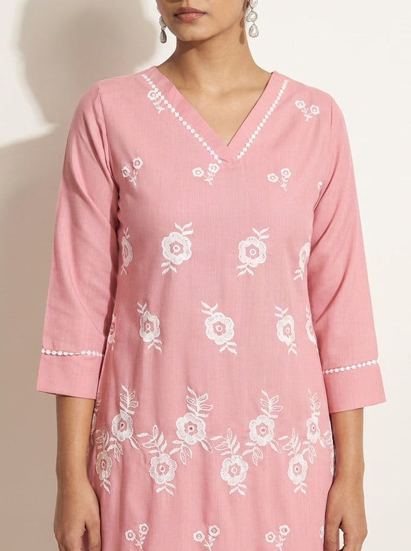 Peach Schiffli Co-Ord Set