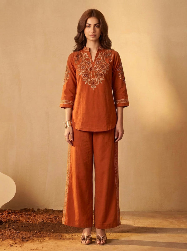 Terracotta Threadwork Co-Ord Set