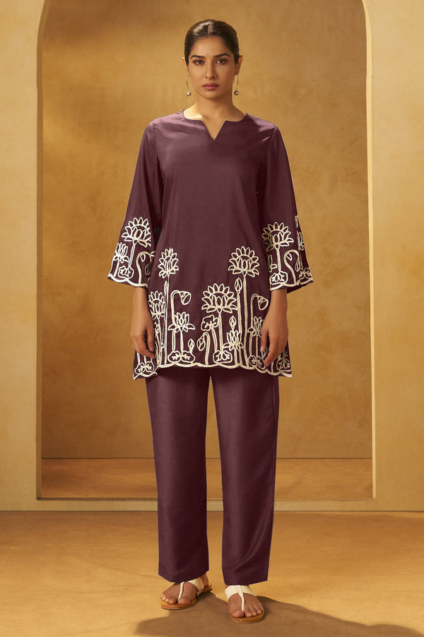 Coffee Embroidered Co-ord Set