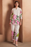 NIHARA Off White Pure Cotton Floral Printed Co-Ord Set For Women