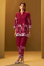 NIHARA Red Rayon Floral Printed Co-Ord Set For Women