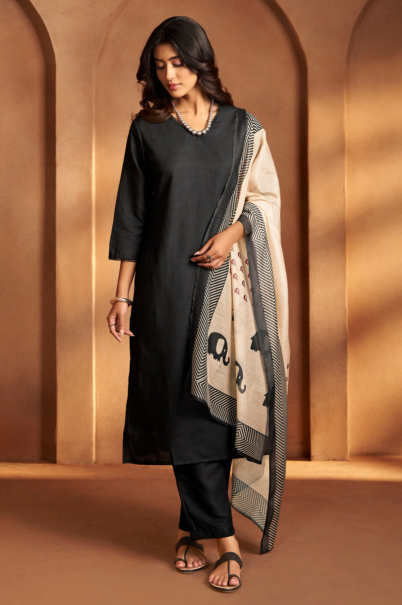 Noir Black Kurta Set