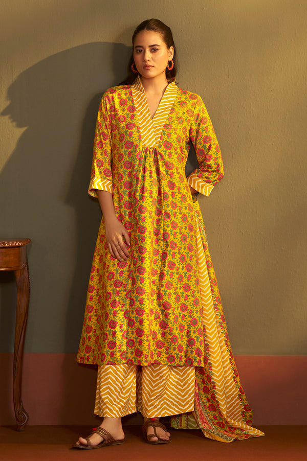 Mustard Flared Kurta Set