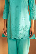 Sky Blue Schiffli Co-Ord Set