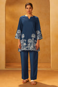 Navy Blue Embroidered Co-Ord Set
