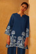 Navy Blue Embroidered Co-Ord Set