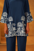 Navy Blue Embroidered Co-Ord Set