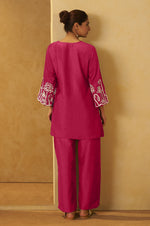 NIHARA Women Pink Embroidered Cotton Blend Straight Kurta Co-ord Set