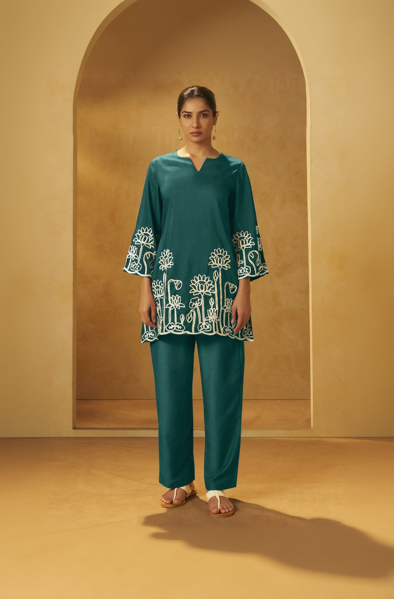 Forest Green Embroidered Co-Ord Set