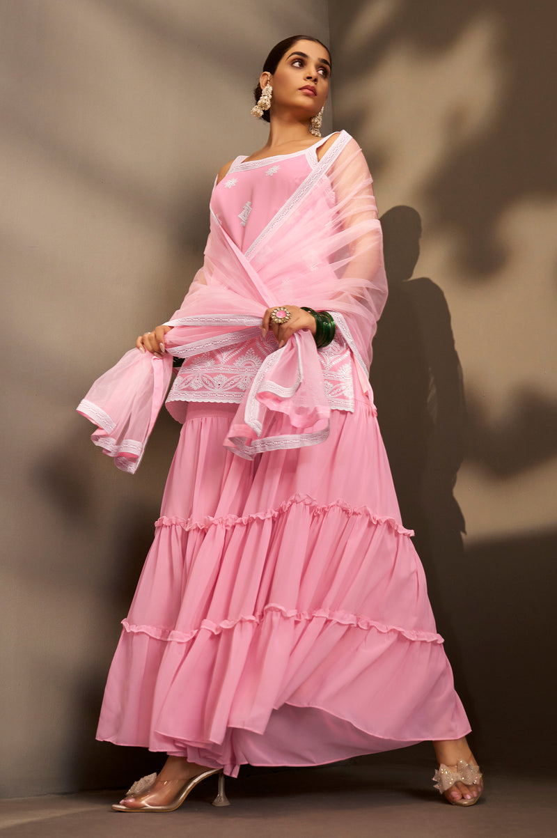 Rose Pink Sharara Kurta Set