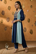 Ocean Blue Anarkali Kurta Set