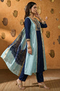 Ocean Blue Anarkali Kurta Set