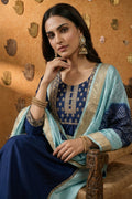 Ocean Blue Anarkali Kurta Set