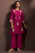 Magenta Roman Silk Co-Ord Set