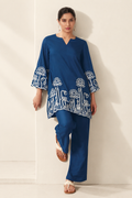 Navy Blue Embroidered Co-Ord Set - NIHARA (View 6)