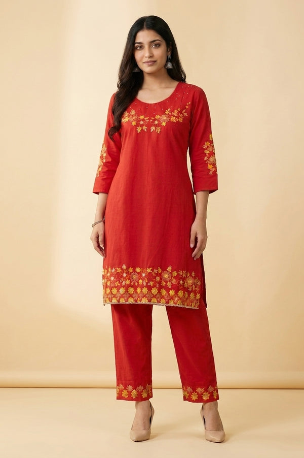 Scarlet Embroidered Co-Ord Set