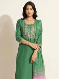 Emerald Green Chanderi Kurta Set - NIHARA (View 1)