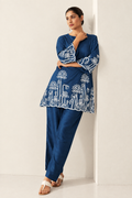 Navy Blue Embroidered Co-Ord Set - NIHARA (View 8)