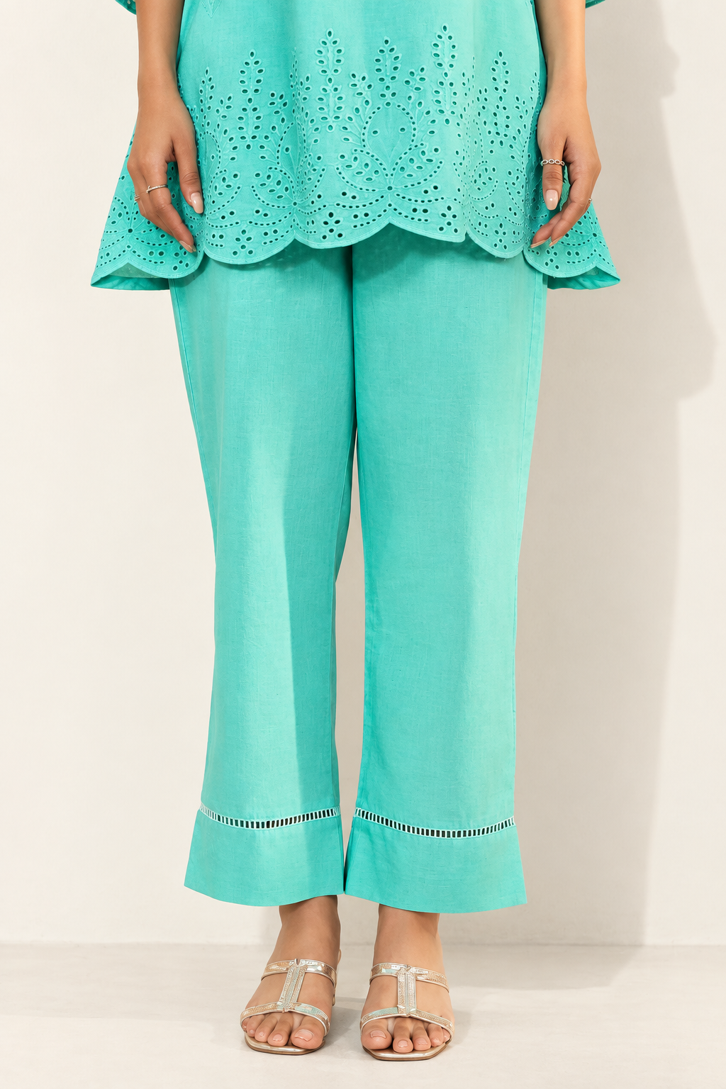 Sky Blue Schiffli Co-Ord Set - NIHARA (View 7)