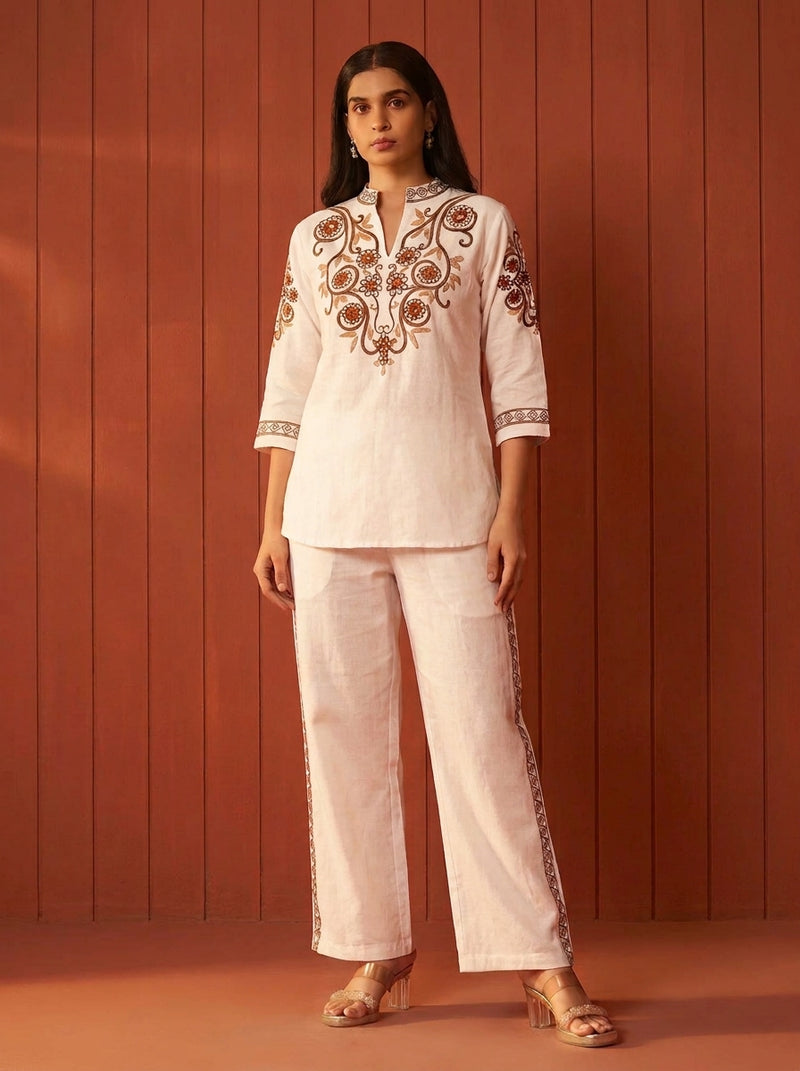 Ivory Threadwork Co-Ord Set