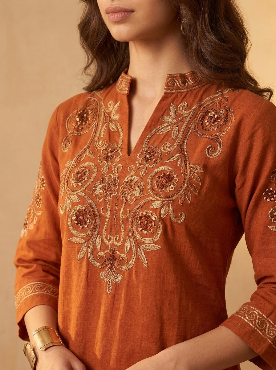Terracotta Threadwork Co-Ord Set