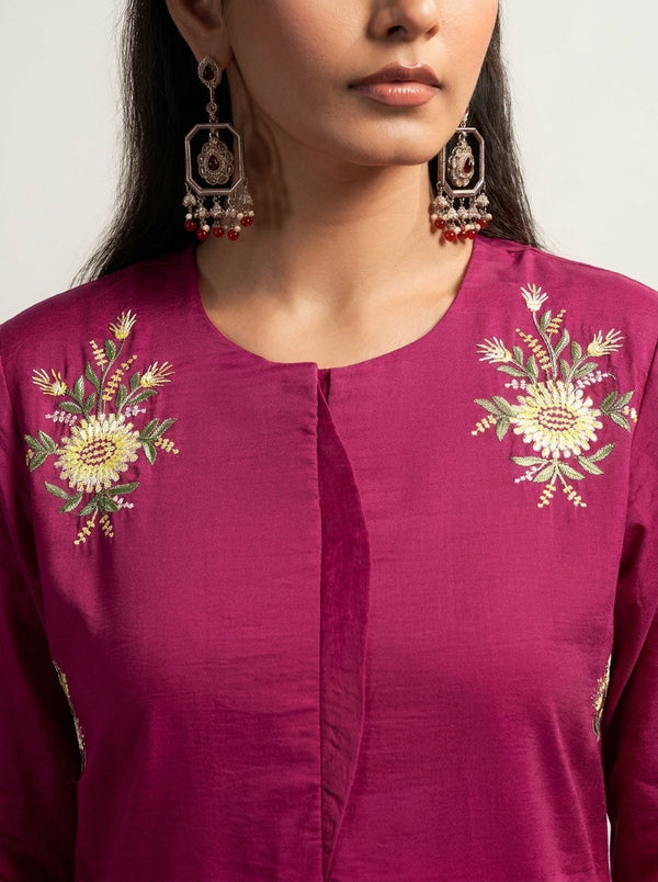 Magenta Roman Silk Co-Ord Set
