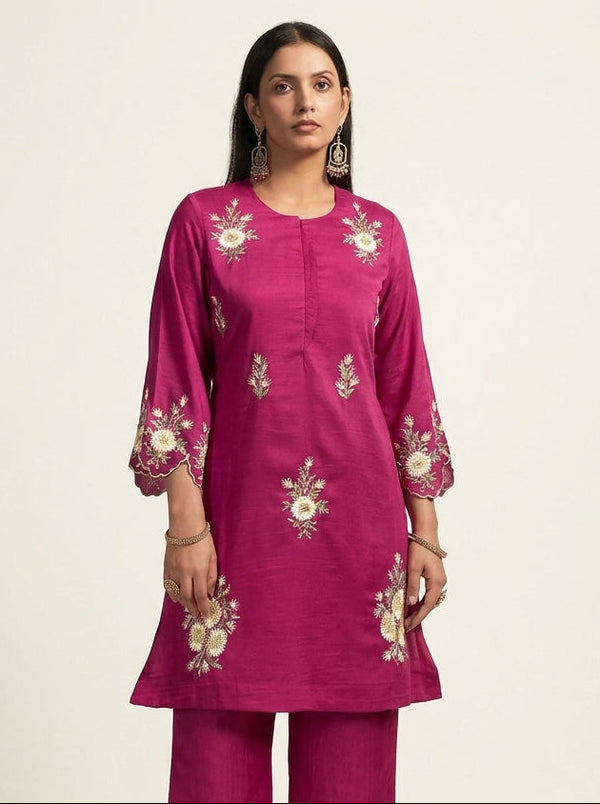 Magenta Roman Silk Co-Ord Set