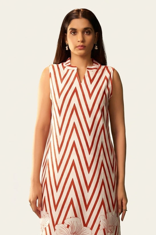Ivory Printed Cotton Co-Ord Set - NIHARA (View 6)