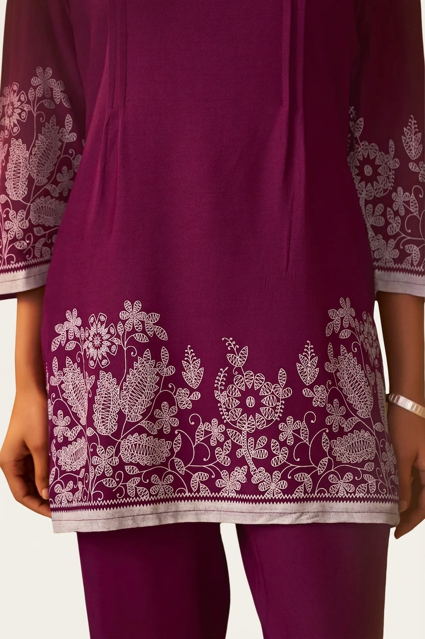 Maroon Floral Co-Ord Set - NIHARA (View 2)