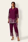 Maroon Floral Co-Ord Set - NIHARA (View 3)
