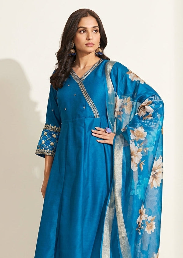 Sapphire Blue Anarkali Kurta Set