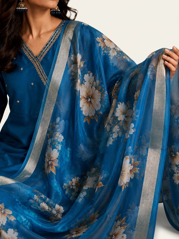 Sapphire Blue Anarkali Kurta Set