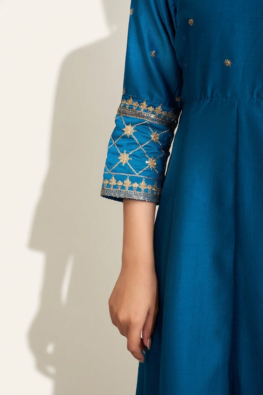 Sapphire Blue Anarkali Kurta Set - NIHARA (View 7)