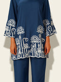 Navy Blue Embroidered Co-Ord Set - NIHARA (View 2)