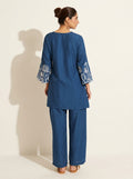 Navy Blue Embroidered Co-Ord Set - NIHARA (View 4)