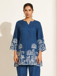 Navy Blue Embroidered Co-Ord Set