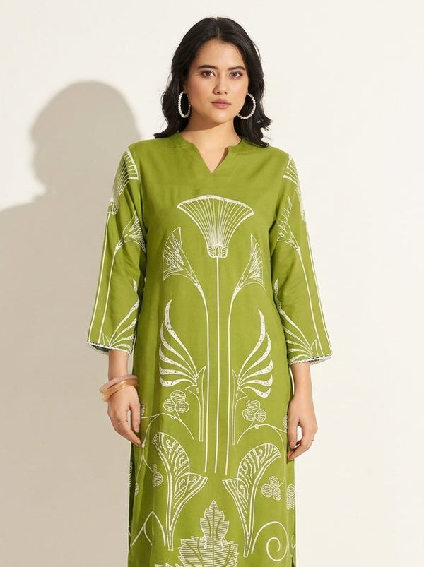 Olive Green Printed Co-Ord Set