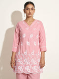 Peach Schiffli Co-Ord Set - NIHARA (View 1)