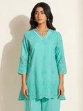 Sky Blue Schiffli Co-Ord Set - NIHARA (View 1)