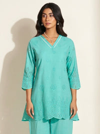 Sky Blue Schiffli Co-Ord Set
