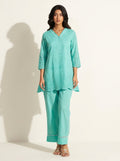 Sky Blue Schiffli Co-Ord Set - NIHARA (View 3)