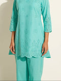 Sky Blue Schiffli Co-Ord Set - NIHARA (View 6)