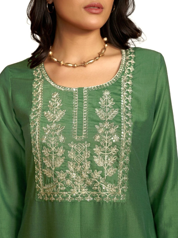 Emerald Green Chanderi Kurta Set