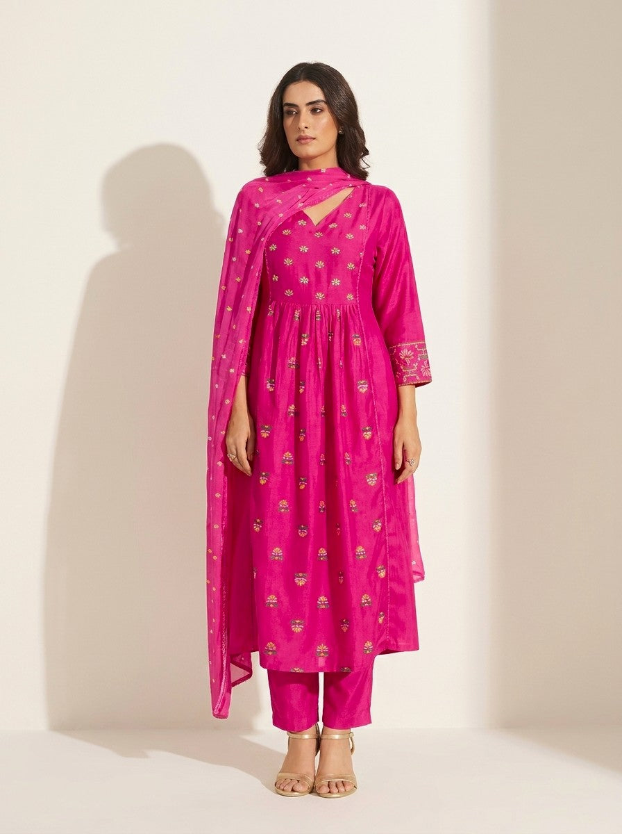 Blush Pink Printed Kurta Set - NIHARA (View 4)