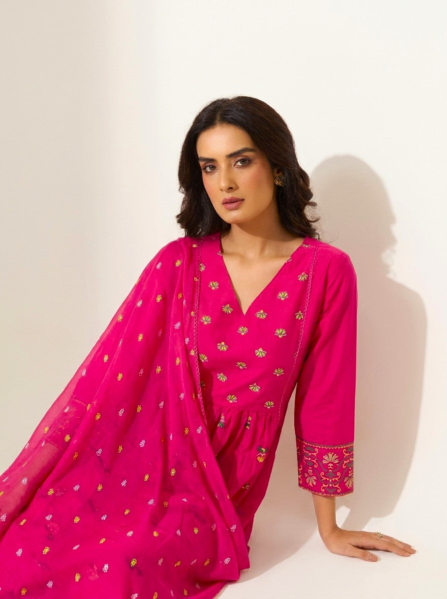 Blush Pink Printed Kurta Set - NIHARA (View 3)