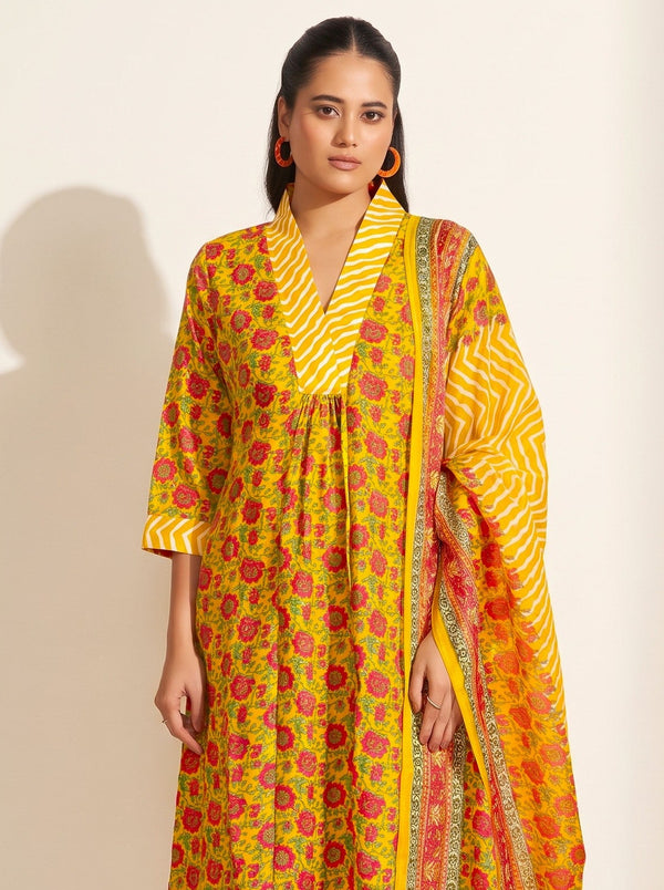 Mustard Flared Kurta Set