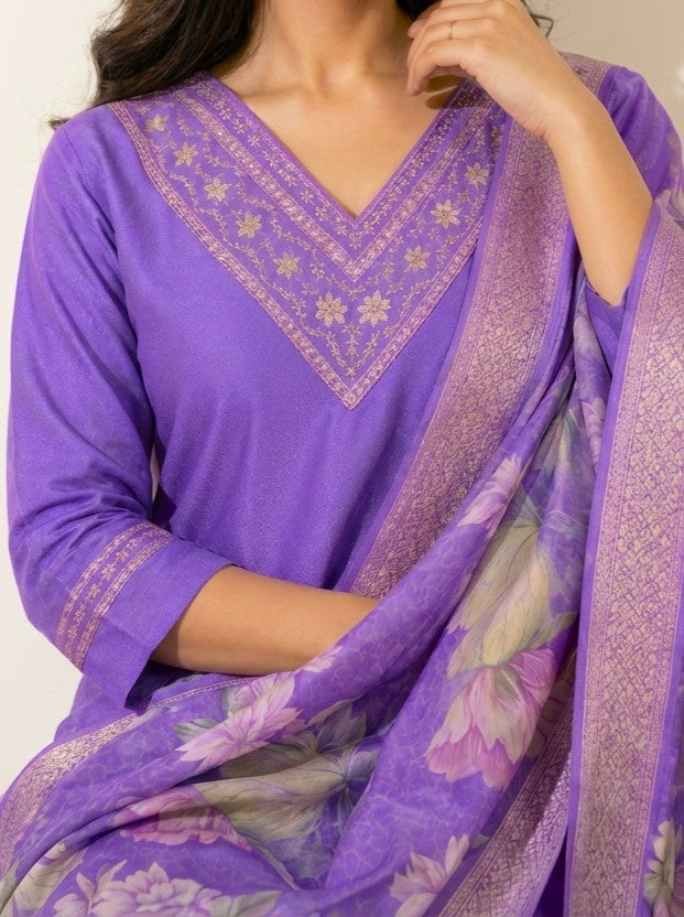 Royal Purple Kurta Set - NIHARA (View 2)