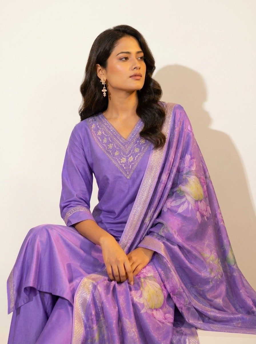 Royal Purple Kurta Set - NIHARA (View 6)